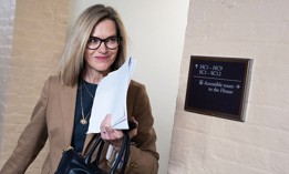Rep. Julie Fedorchak, R-N.D., leaves a meeting of the House Republican Conference in the U.S. Capitol on Friday, April 8, 2025. Fedorchak launched a House working group on artificial intelligence and energy in February.